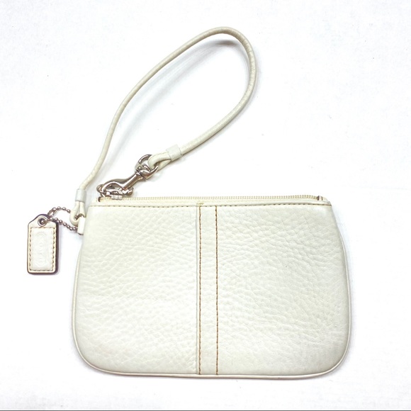 Coach Handbags - Coach White Ivory Genuine Leather Wristlet